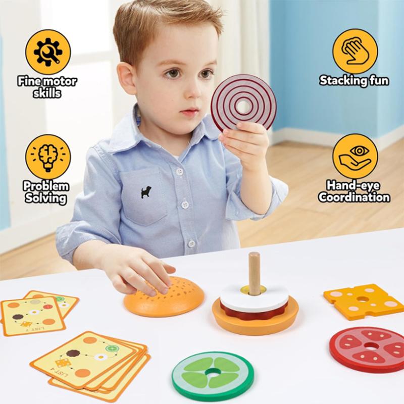 Children's simulated wooden card matching puzzle set pillar play early childhood education puzzle toy
