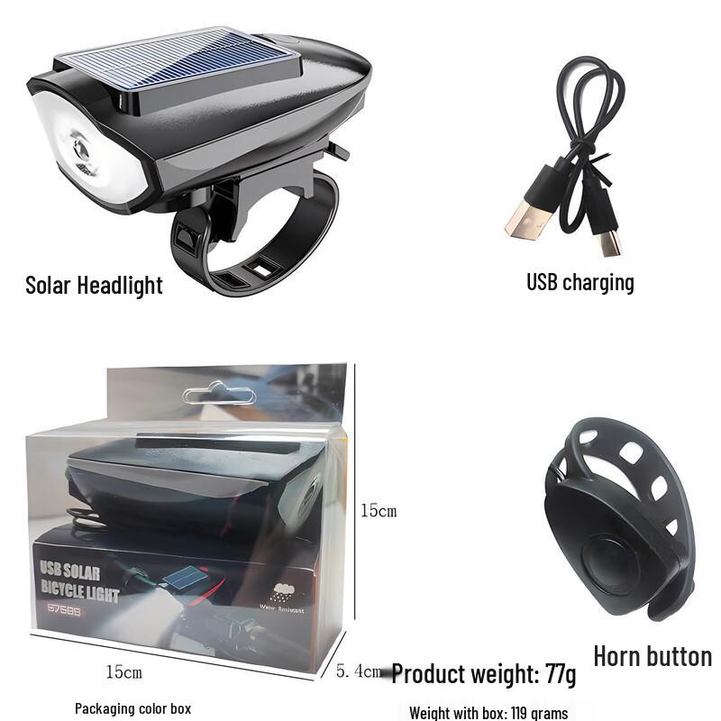 Nufeng Solar Bicycle Headlight and Tail Light Set