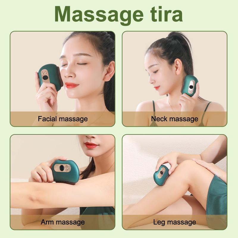 USB Electric Guasha Massager with Hot Stone Heating Vibration Facial Lifting Gua Sha Tool for Neck Back Face Skin Scraping Board