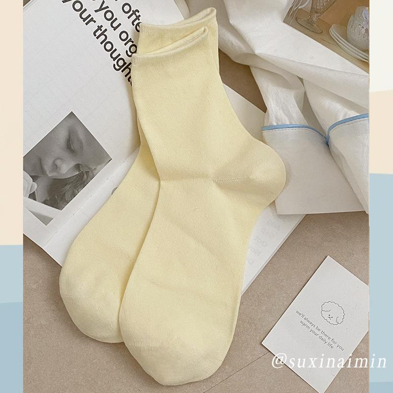 Twist Button Wool Socks Children'S Medium Tube Socks Korean Thickened Warm Maillard Long Texture Stacking Socks