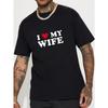 European Sizes Men's "I My Wife" Lettering T-Shirt Compatible & Tall Casual Round Neck Short Sleeve Tee with Wife, Machine Washable