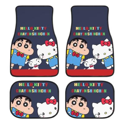 Crayon and Hello Kitty Floor Easy Custom Protective Car for Light and Standard Set of 4 Shin-chan, Shiro, Mats, Waterproof, Washable, Anti-Slip,
