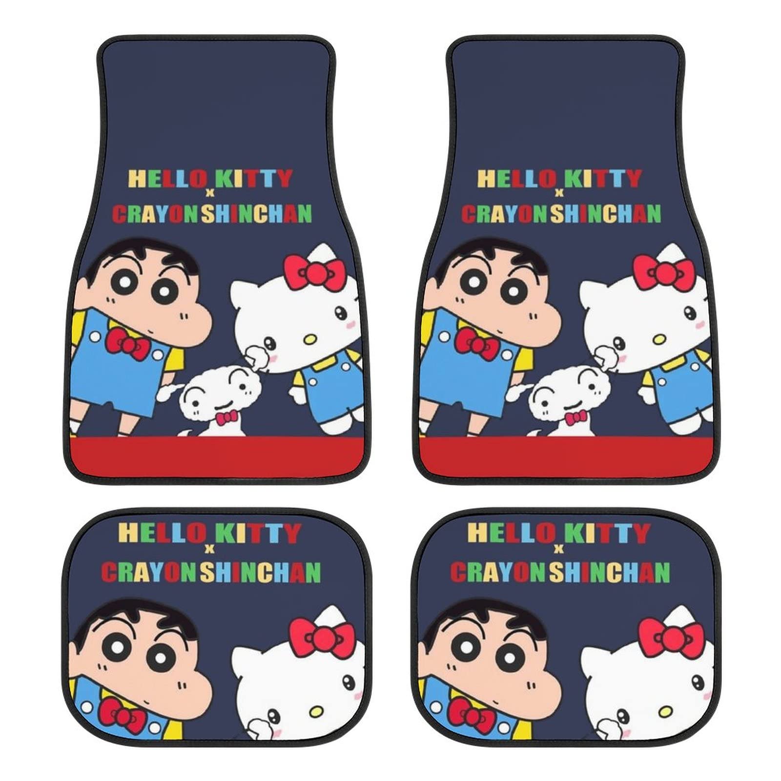 

Crayon and Hello Kitty Floor Easy Custom Protective Car for Light and Standard Set of 4 Shin-chan, Shiro, Mats, Waterproof, Washable, Anti-Slip,