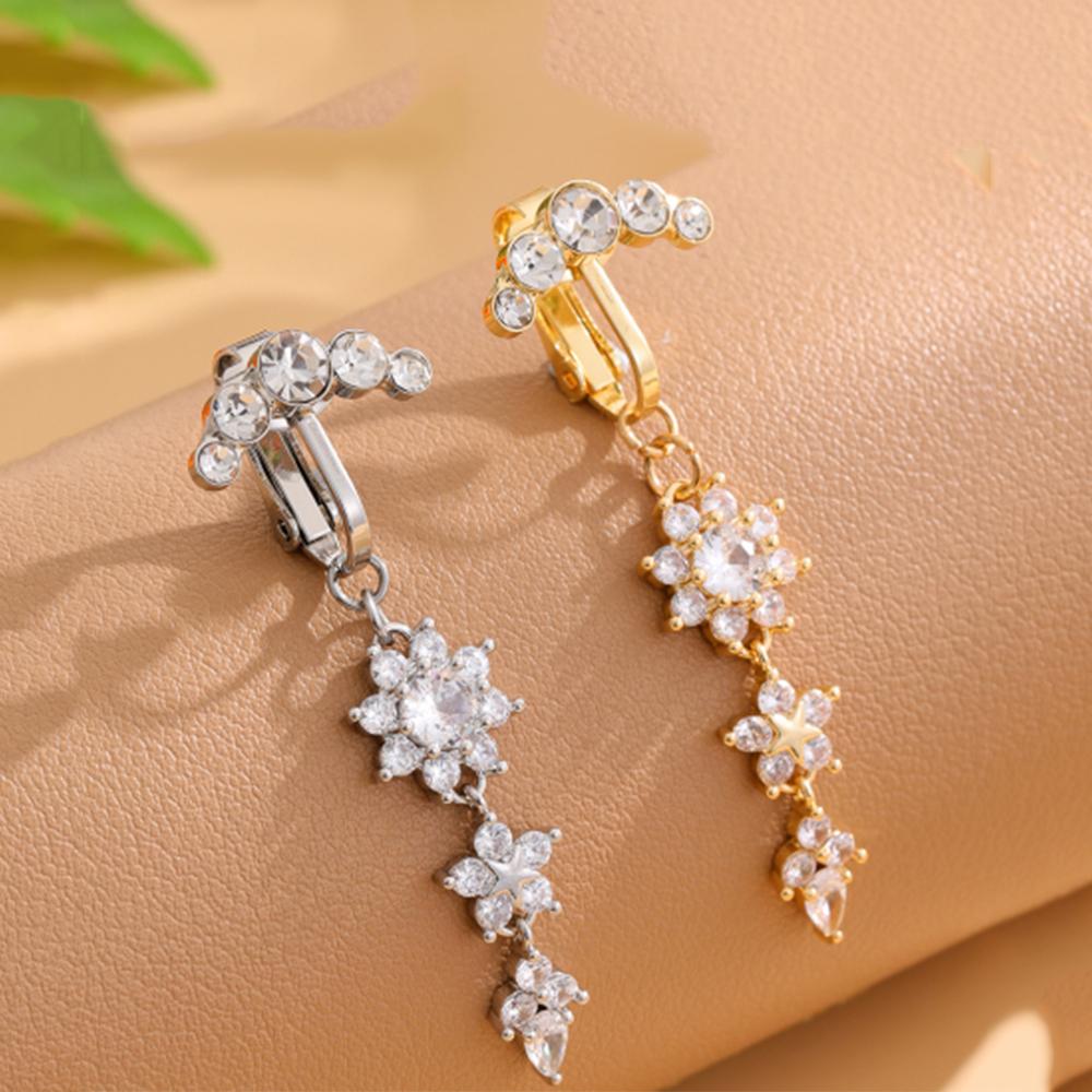 3/5 Reverse Crystals Faux Fake Belly Button Ring Belly Piercing Nombril Clip On Umbilical Navel Cartilage Clip Body Jewelry Gift