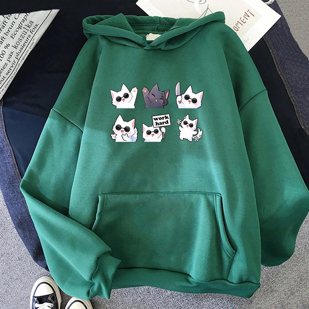 Kawaii cat print men's Harajuku hoodie casual sweatshirt Korean sweatshirt high-quality casual hoodie