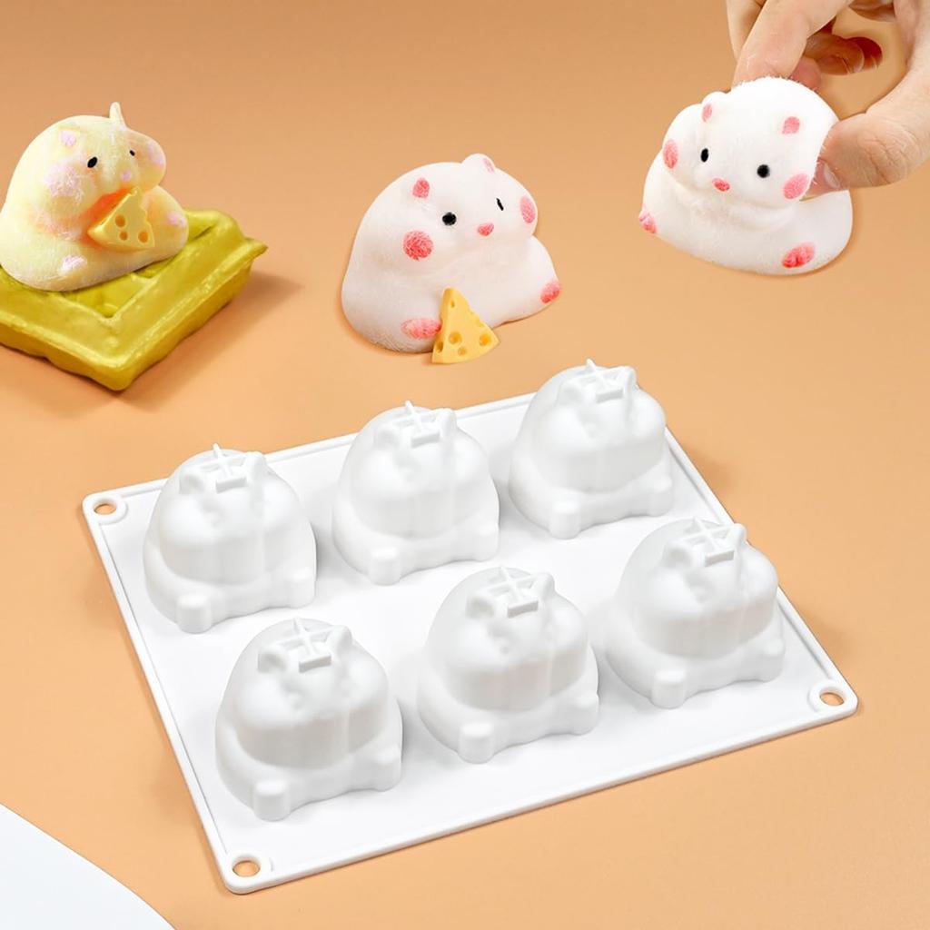 Mostsom 3D Hamster Shape Silicone Mold Cake Baking Molds for Dessert Cake Mousse Heart Shape Molds for Making Handmade Soap Making Chocolate Mould