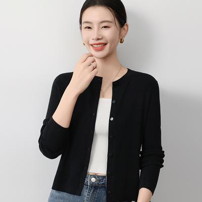 Autumn Women's Knit Sweater Round Neck Cardigan Sweater