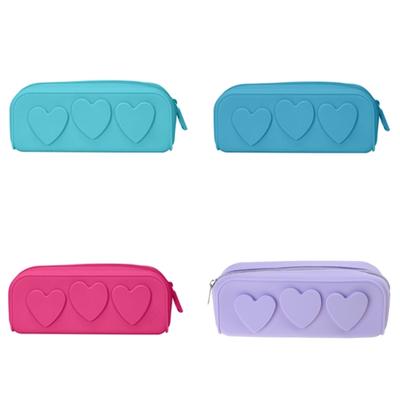 Silicon Cosmetic Bag Heart Makeup Bag Travel Toiletry Bag Pencil Case Cosmetic Organizer Outdoor Storage Bag for Women