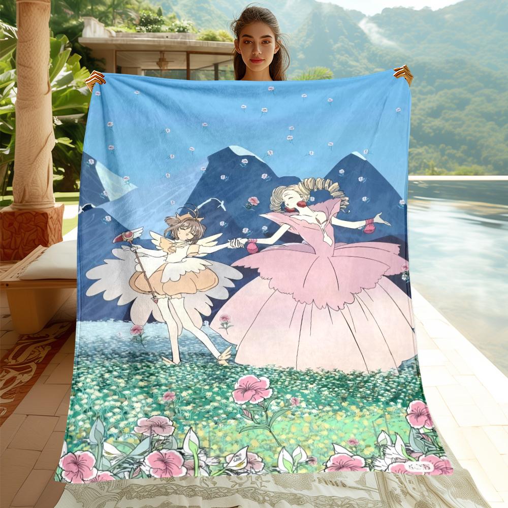 C-Cardcaptor Sakura Cute Cartoon Girl Print Blanket.Comfortable Flannel,Bedroom,Sofa,Bed,Chair,Gift,Picnics,Trips,Camp,Blankets.