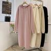 Long Knitted Hooded Dress Women's Loose New Sweater Skirt Autumn and Winter with Coat, Thin Inside