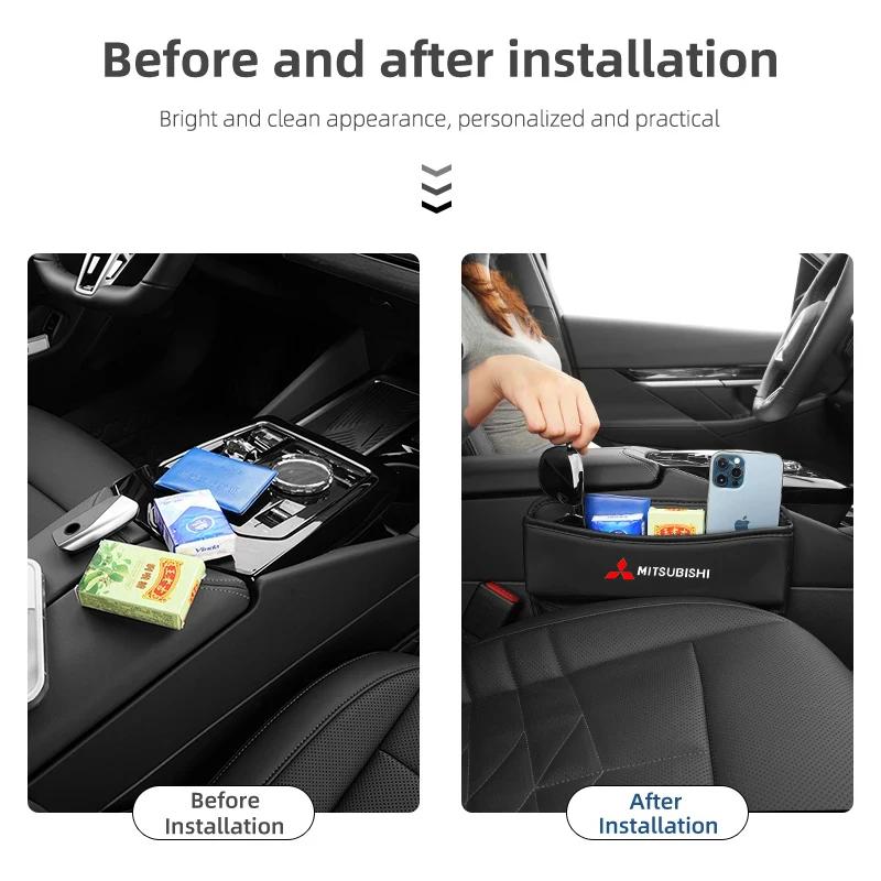 Organizador de Bolsillo para Hueco de Asiento de Coche Multifunción Caja de Almacenamiento Universal Para Mitsubishi Asx Lancer Outlander Pajero L200 Colt Ralliart