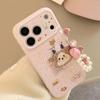 Phone Case With Chain For iPhone 17 16 15 14 13 12 Pro MAX 11 Cartoon Embroidery Plush Sheep Sticker Shockproof Soft Phone Cover