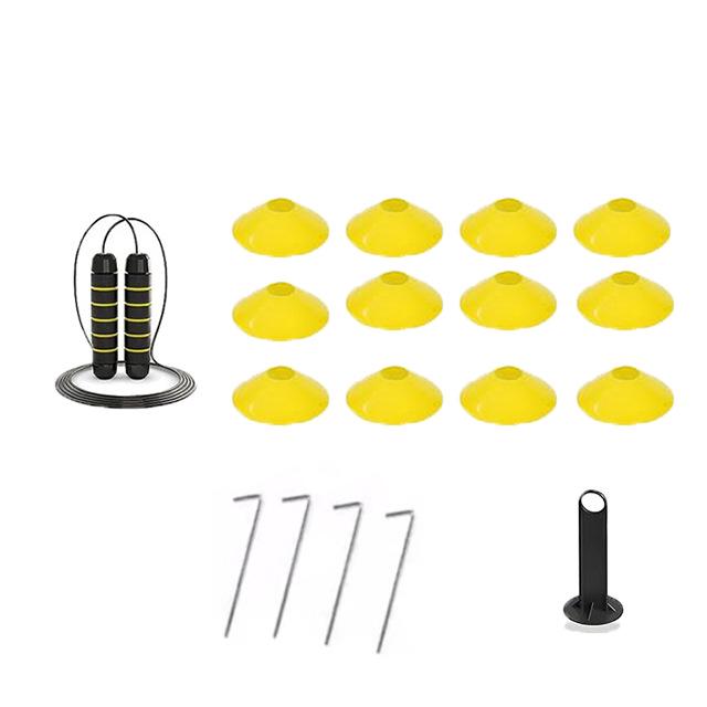 Foldable Agility Ladder & Hurdle Set with Resistance Parachute, Marker Discs, & Bands for Football Training