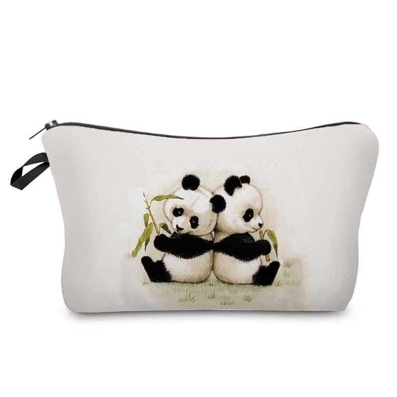 

1 шт. Милая холщовая косметичка с принтом панды, Портативная сумка для хранения косметики, Легкий универсальный мешочек для женщин и девушек, Рождественский подарок style 1