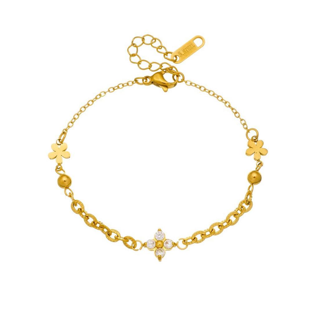 Elegant Gold-Plated Rhinestone Flower Chain Set with Irregular Patchwork Design