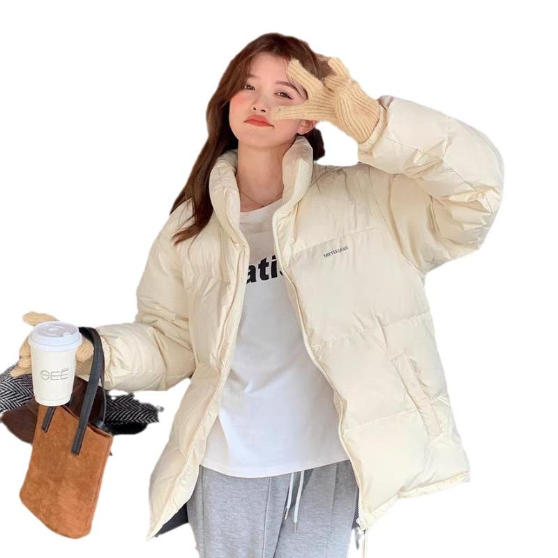 Down jacket women's winter new short small bread jacket stand-up collar thickened loose couple winter