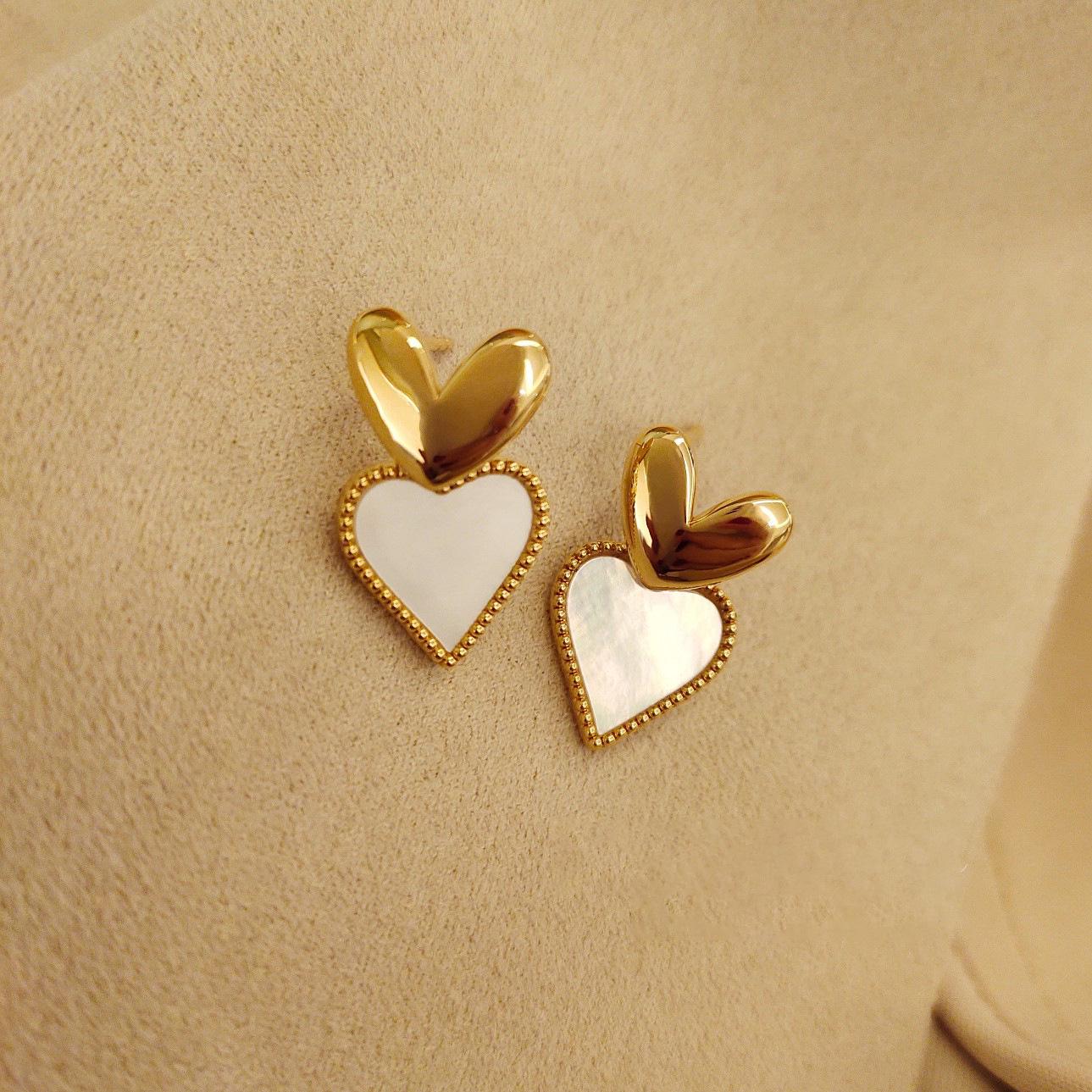

Elegant Peach Heart Studs: Gold-Plated Sterling Silver Earrings 925 Silver