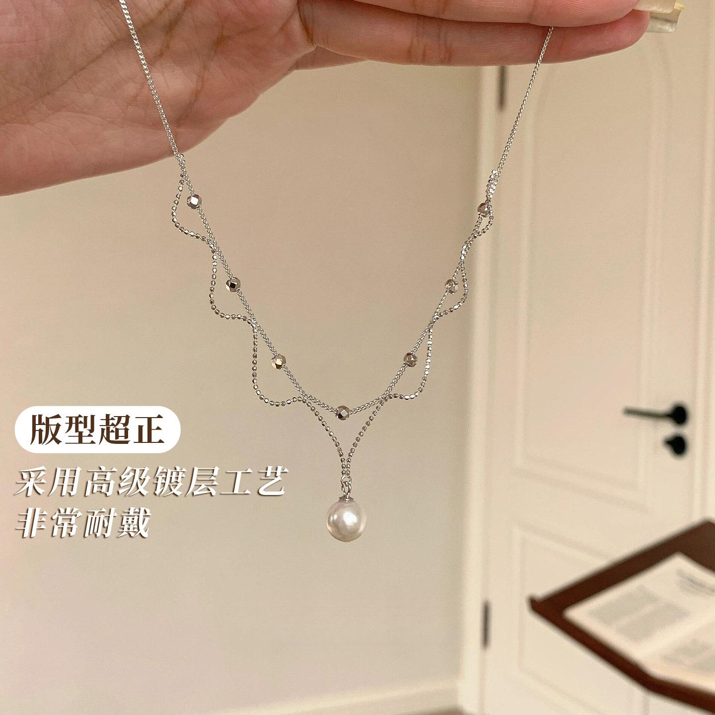 

Lace pearl pendant necklace niche light luxury collarbone chain versatile temperament high-end jewelry