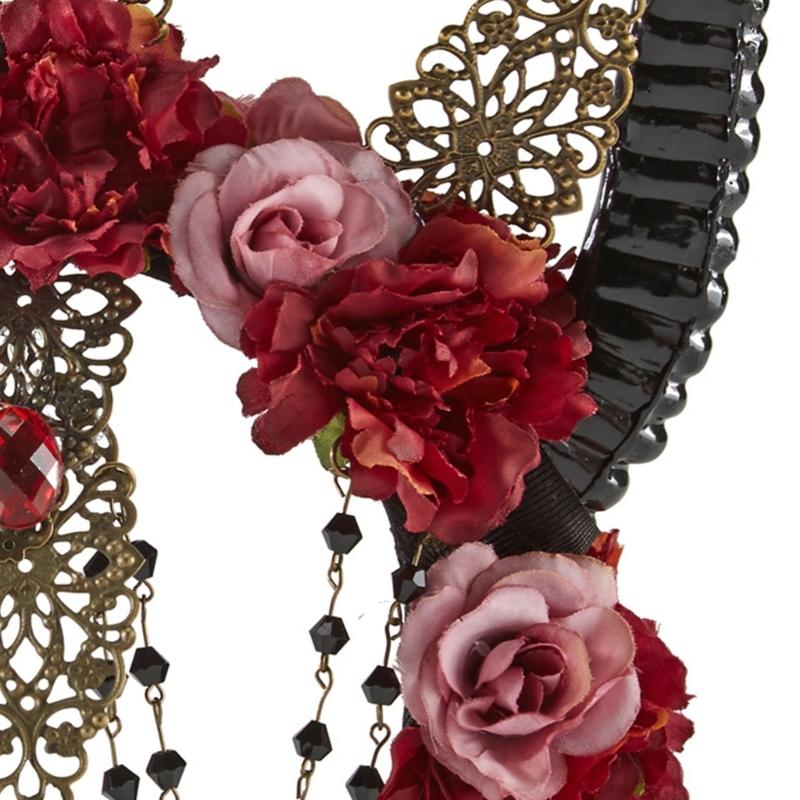Schafshorn Gothic Stirnband Steampunk Teufelshörner Rosenblüten Dekorationen für Halloween Kostümparty Foto-Requisiten