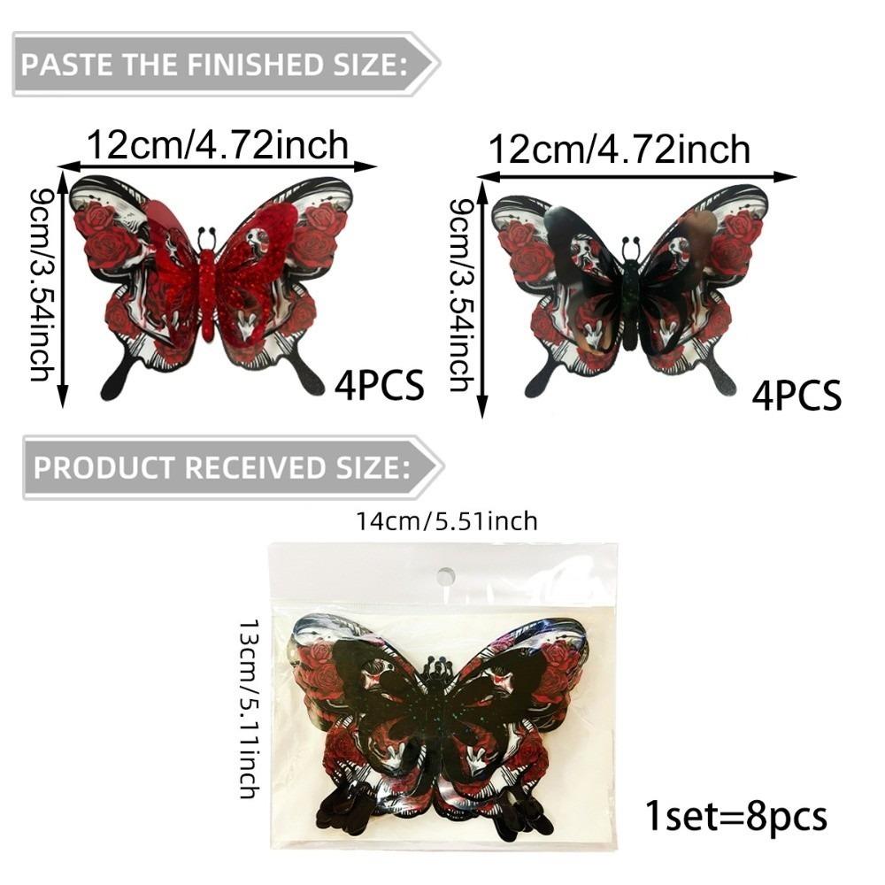 PVC Helovīna sienas uzlīmes Izgrieztas 3D tauriņu tapetes Dekāls Mājas dekorācija