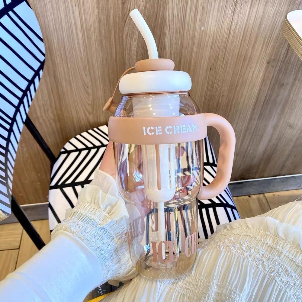 

Кружка для молочного чая большой вместимости 1200 мл, бутылка для воды с трубочкой, портативная кружка Счастливый животик для путешествий на открытом воздухе кофейный