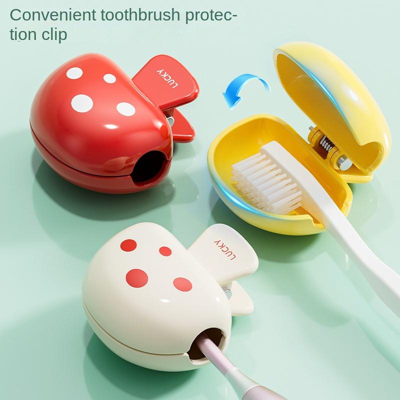 1pc Cute Cartoon Toothbrush Clip Travel Case - Dustproof Protective Cover with Adorable Bear Design, ABS Material, Portable Storage Box
