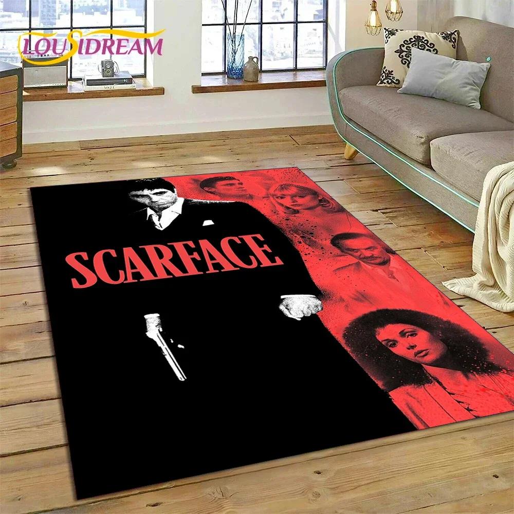 Tappeto Tappeto Movie 3D Printing Scarface Tony per Camera da Letto Soggiorno Casa Decorazione Divano, Tappetino Gioco Bambini Grande Decorazione Pavimento Regalo