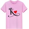 Polyester 100% New KING QUEEN Printed Short-sleeved Casual Couple T-shirt for Couples Women Clothing  Graphic  Aesthetic Summer