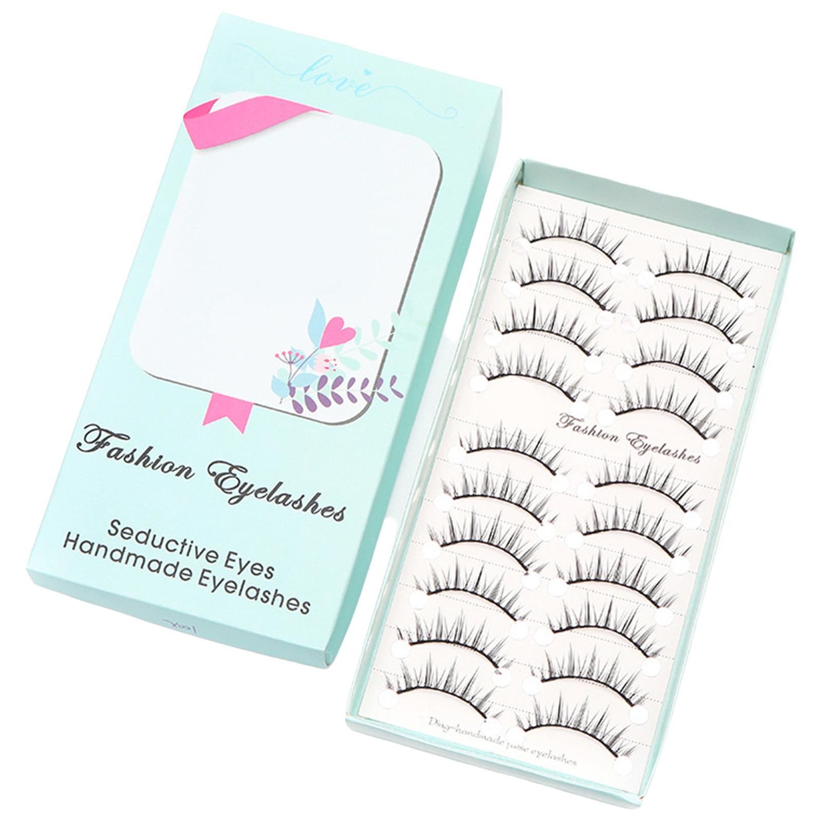 

10 пар женских накладных ресниц с естественным видом, набор, пушистые, вьющиеся, тонкие ресницы, многоразовые, не тестируются на животных, аксессуары для макияжа для ежедневного ношения One Size