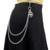 Unisex Gothic Pan Goat Head Pentagram Pendant Multi-Layer Pants Chain