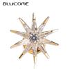 Shiny Star Shape Brooches Gold-color Micro Inlay Cubic Collar Clip Chapter Copper Women Men Brooch Badge Jewelry