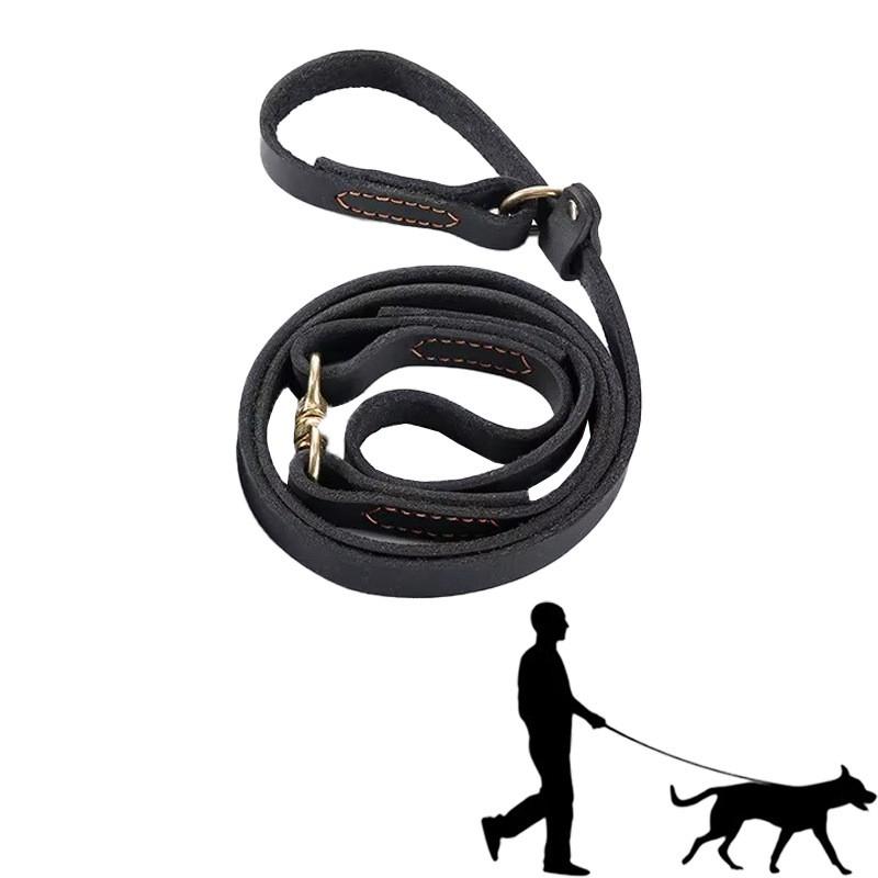 Premium Leather Dog Leash With Swivel Snap Hook Large Breeds German Shepherd Golden Retriever Strong Pull Control