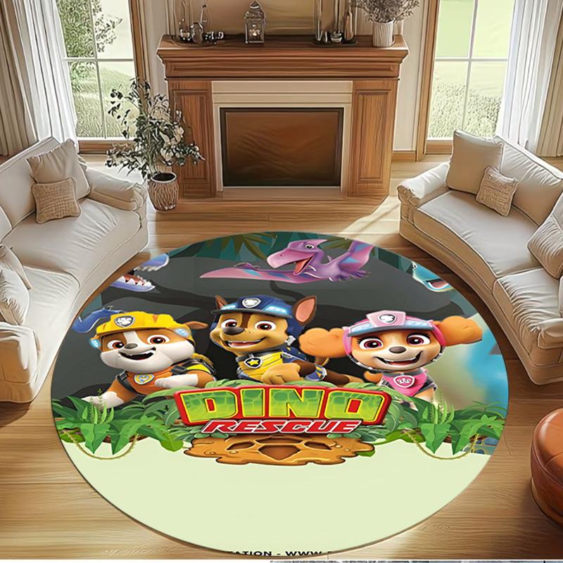 Jungle Pups Print Round Rug, Washable Floor Carpet, For Entryway Dorm Laundry Room Office Study, Home Decor Birthday Christmas Gift