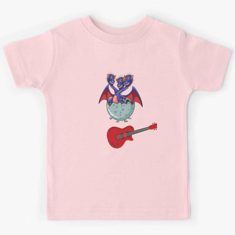 Dinosaur Playing Electric Guitar ,Funny Good Dinosaur Electric Guitar Lovers Cute Little Dinosaurs Design Kids T-Shirt 150