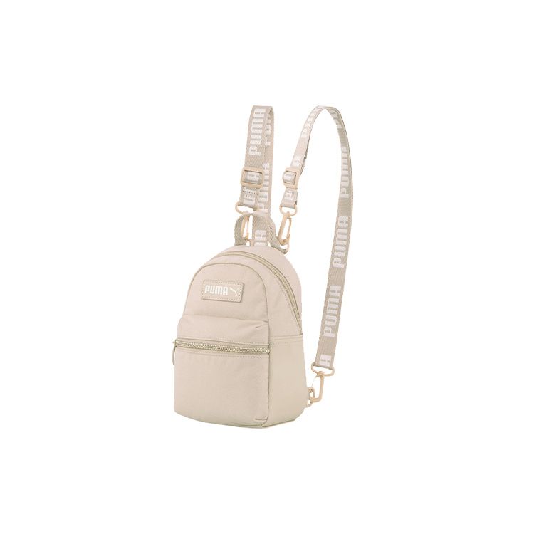 Puma Compact Practical Sports Casual Zipper Backpack Women Backpack Off-White 078740-02 Ecru