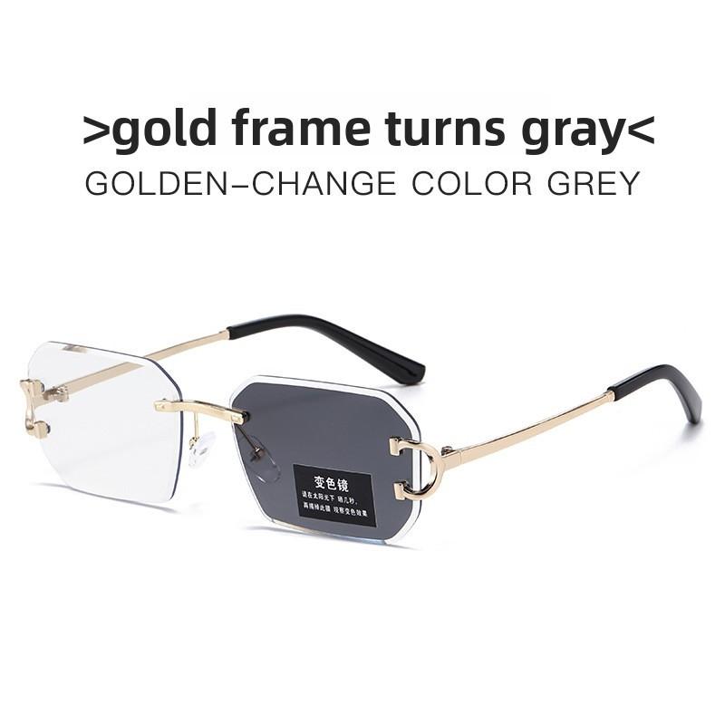 Polygon Frameless Color Changing Sunglasses With Uv400 Protection For Summer Travel