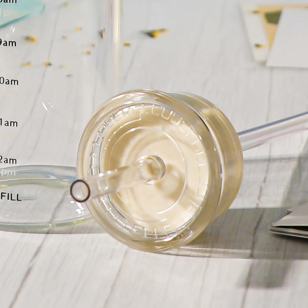 1pc - Large Capacity Glass Cup, Glass Cup With Time Scale, Transparent Tea Cup, Water Cup, Drinkware For Restaurants