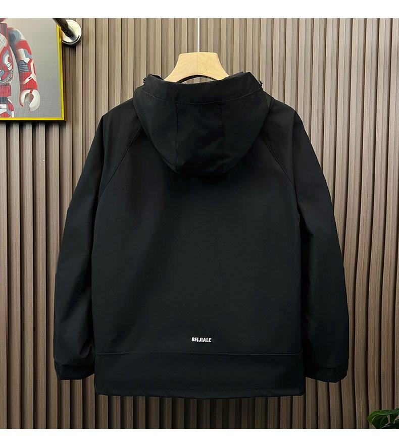 Men's Windproof Hooded Mountaineering Jacket - Solid Color, Fashionable and Casual Workwear