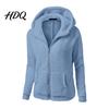 Casual Warm Jacket Women Full Zip Fleece Hoodie Solid Color Hooded for Coat with Pockets Fall Winter Loose Fit Daily Wear