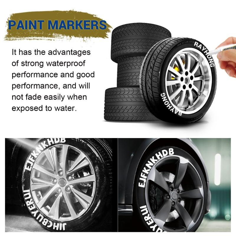3 Piezas Marcador de Pintura Impermeable Blanco Bolígrafos de Pintura Blancos Bolígrafo de Pintura Para Neumáticos de Coche