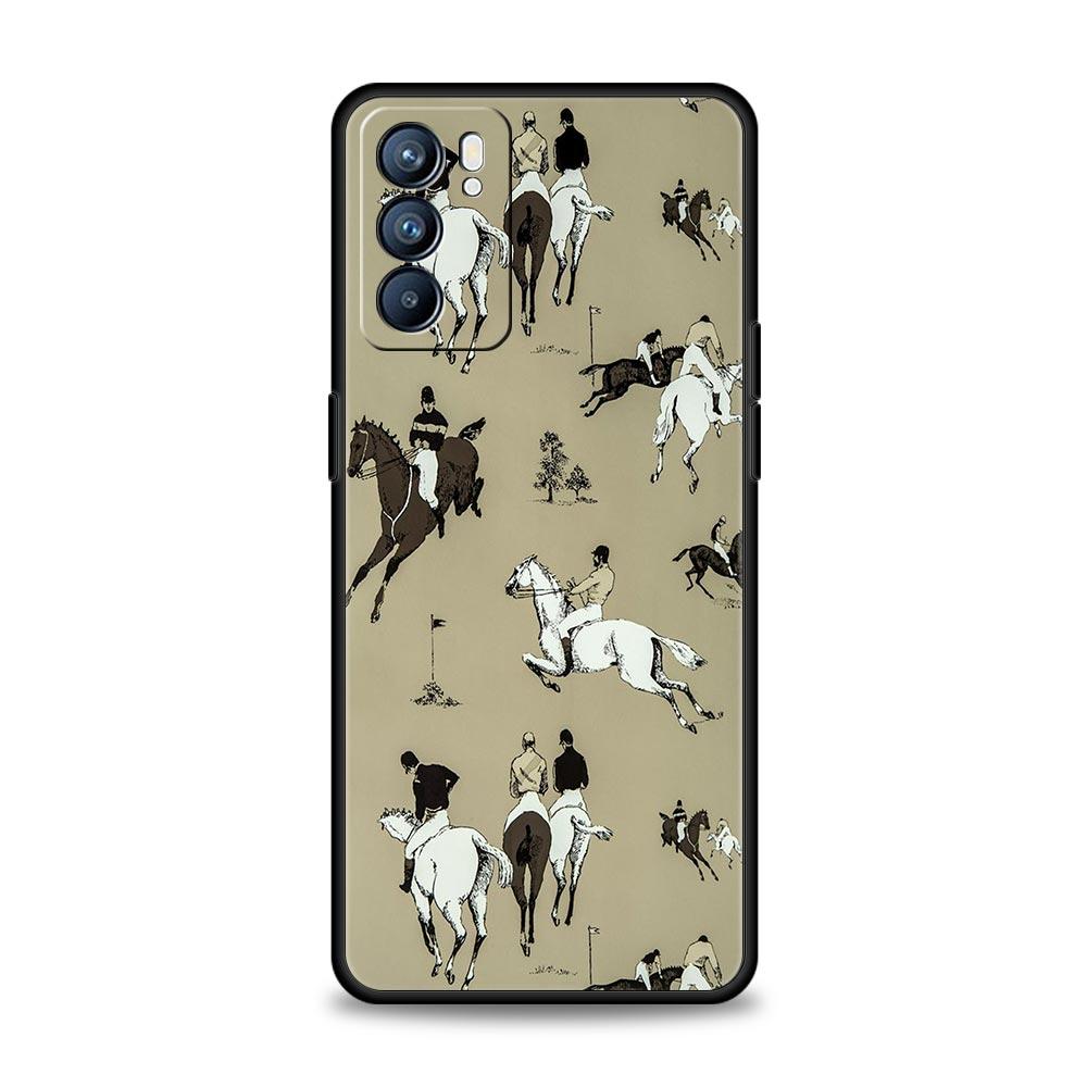 Phone Case For Oppo A54 A53 A52 A9 A15 A95 A17 A16 A76 A74 A57 A31 Find X6 X5 Reno8 Reno7 Reno6 Pro 5G Cover Animal Art Horse
