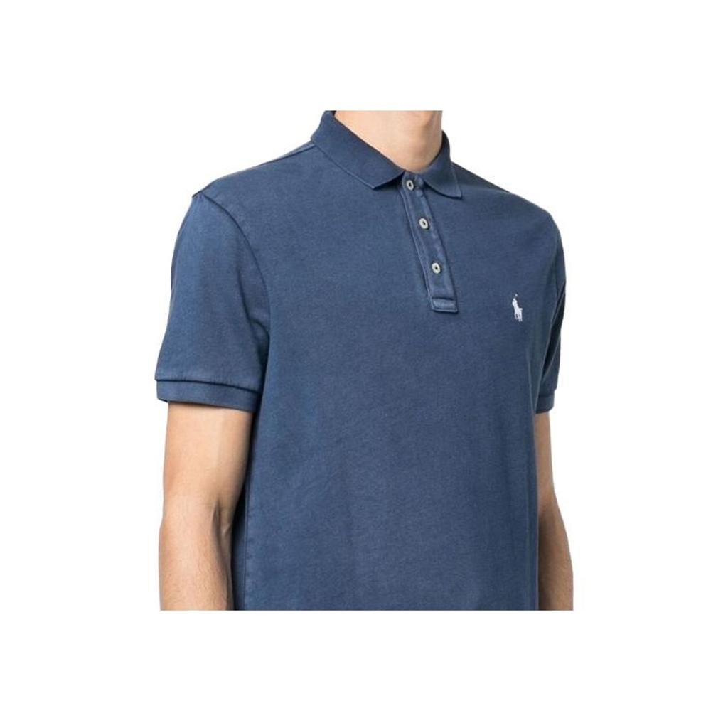 Polo Ralph Lauren SS23 Solid Color Small Logo Embroidered Pullover Short Sleeve Polo Shirt Men Polo Shirts Blue 710660897-034