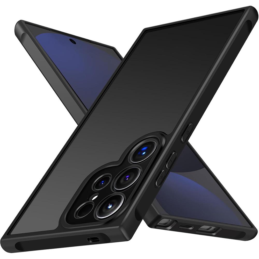 

Гибридный противоударный чехол военного класса для Samsung Galaxy S25 S24 S23 Ultra Plus Матовый полупрозрачный черный Жесткая крышка Мягкий бампер Galaxy S24 Ultra