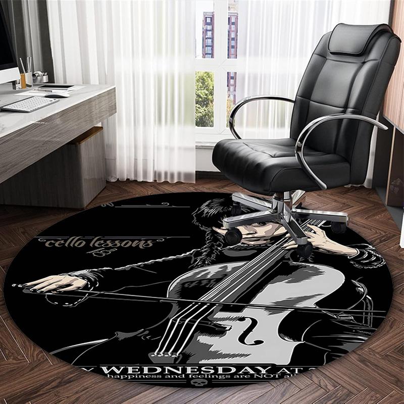 1pc Addams Family Wednesday3 Print Round Carpet Chair Round Carpet Suitable for Bedroom Living Room Home Decorative Carpet