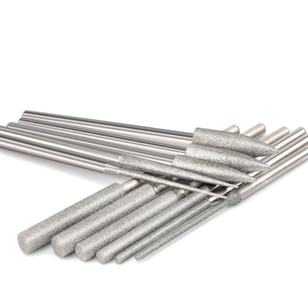 11pcs Diamond Grinding Head Polishing set Long Cone Rotary Tool Rotary Tool Accessories Upgrades for Carving Stone Glass