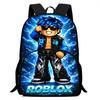 15-Inch Roblox Cartoon Backpack, Large Capacity Back Support Backpack with Front Pocket, Suitable for Unisex Children Aged 5-8