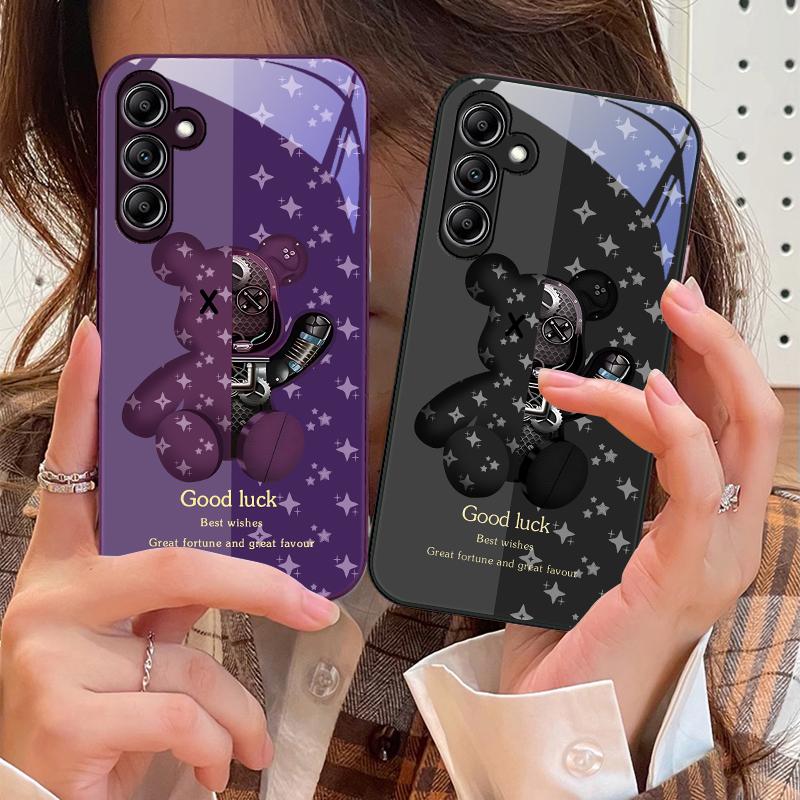 Brown Machine Bear For Samsung Galaxy A14 4G 20 30 52 20S 21S 22 A32 33 34 42 50 51 53 54 70 71 72 73 5G Glass Phone Case
