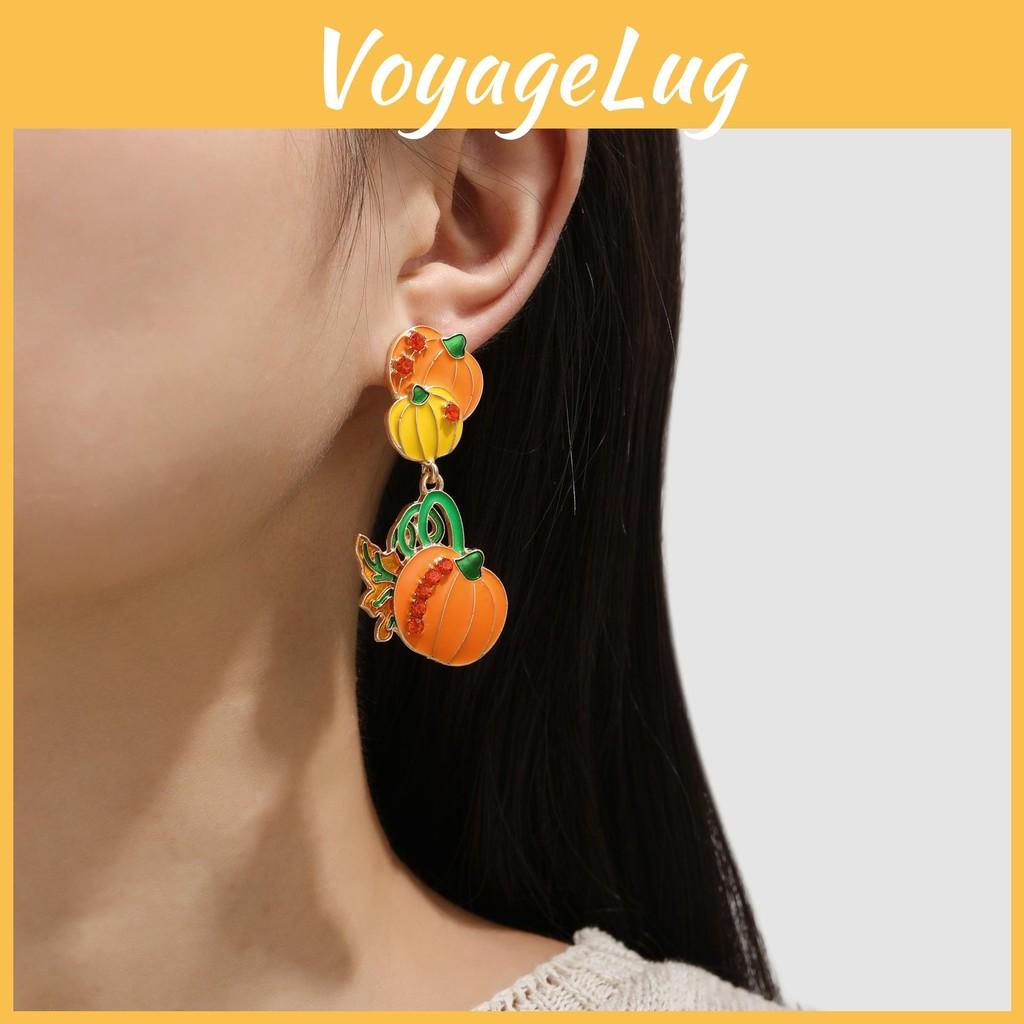 Playful And Fun Alloy Pumpkin Earrings With Cartoon Design For Halloween Celebrations Women For
