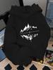 Women'S Pullover Hoodie with Mountain Peak and River Water Pattern Print Fashionable and Casual with Kangaroo Pockets Long Sved Ve