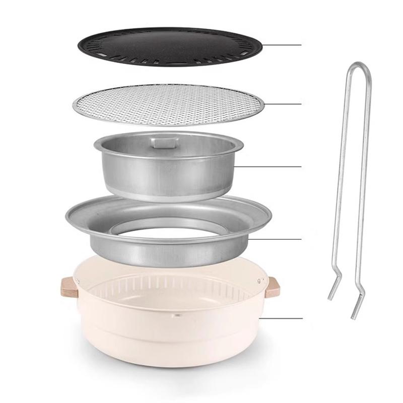 

Бытовая посуда для барбекю, сковорода для барбекю на открытом воздухе, печь для кемпинга, летний сад, угольный гриль, портативный круглый гриль-барбекю with Baking tray